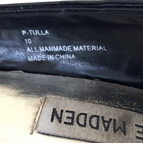 Steve Madden Black Patent Peep Toe Platform Sz 10 - Picture 7 of 8